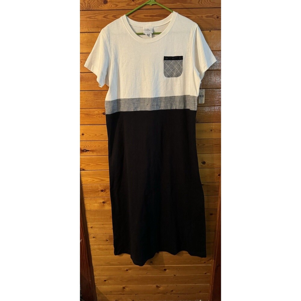 NWT Vintage 90s Hot Cotton Marc Ware Colorblock Maxi Dress L Cotton Linen USA